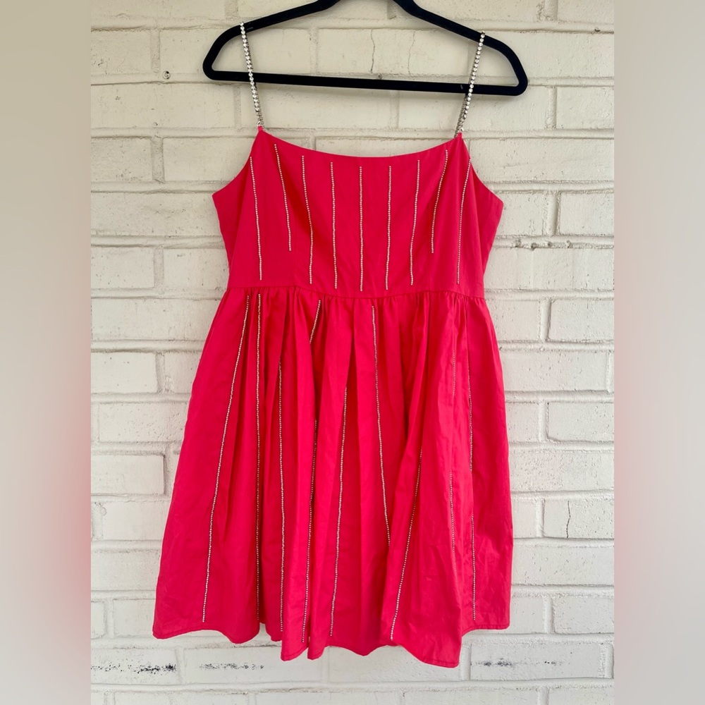 QUEEN OF SPARKLES Red rhinestone spaghetti strap dress - NWT